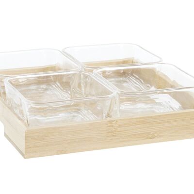 APPETIZER TABLE SET 5 BAMBOO GLASS 21X21X6 280ML PC203457