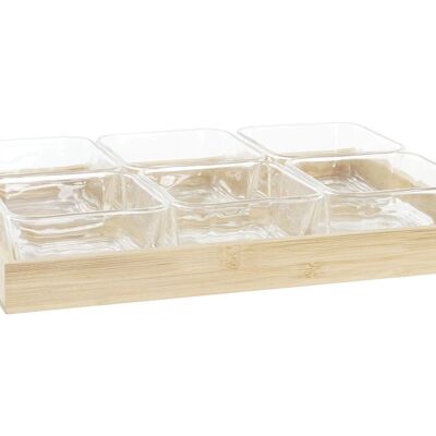 APPETIZER TABLE SET 7 BAMBOO GLASS 32X21X6 280ML PC203458