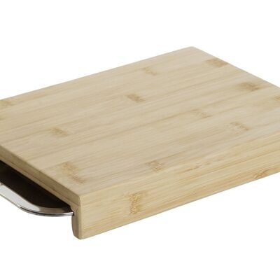 CUTTING BOARD SET 2 BAMBOO STAINLESS STEEL 28X21.5X4.2 TRAY PC207692
