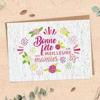 Biglietto da piantare per la festa della nonna - "Buona festa della mamma alla nonna migliore"