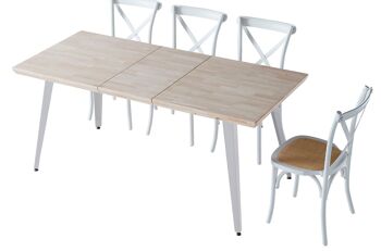 TABLE À MANGER EXTENSIBLE BERG 140 - 180 - 220 x 80 CM CHÊNE DU NORD / BLANC. OK1371 3