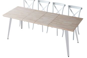 TABLE À MANGER EXTENSIBLE BERG 140 - 180 - 220 x 80 CM CHÊNE DU NORD / BLANC. OK1371 4