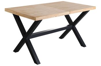 TABLE À MANGER EXTENSIBLE X-LOFT 140 - 180 - 220 x 90 CM CHÊNE DU NORD / NOIR. OK1373 1