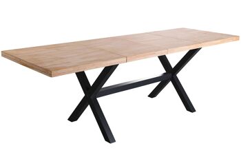 TABLE À MANGER EXTENSIBLE X-LOFT 140 - 180 - 220 x 90 CM CHÊNE DU NORD / NOIR. OK1373 3