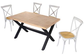 TABLE À MANGER EXTENSIBLE X-LOFT 140 - 180 - 220 x 90 CM CHÊNE DU NORD / NOIR. OK1373 4