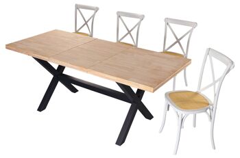 TABLE À MANGER EXTENSIBLE X-LOFT 140 - 180 - 220 x 90 CM CHÊNE DU NORD / NOIR. OK1373 5