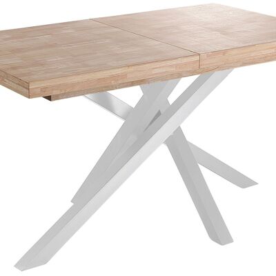 TABLE À MANGER EXTENSIBLE XENA 140 - 180 - 220 x 90 CM CHÊNE DU NORD / BLANC. OK1376