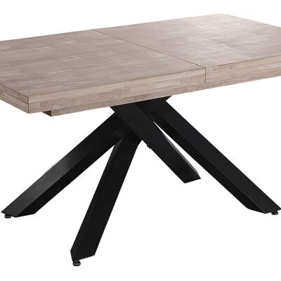 TABLE À MANGER EXTENSIBLE XENA 160 - 200 - 240 x 90 CM CHÊNE MIEL / NOIR. OK1380