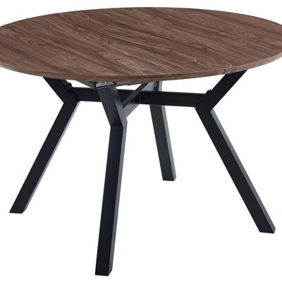 TABLE À MANGER RONDE EXTENSIBLE DELTA 120 - 160 CM NOYER / NOIR. OK1382