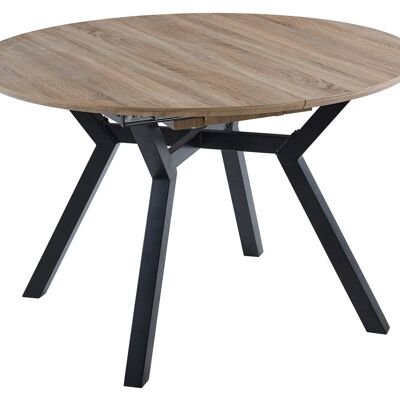 TABLE À MANGER RONDE EXTENSIBLE DELTA 120 - 160 CM CHÊNE / NOIR. OK1383