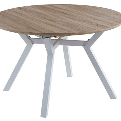 MESA COMEDOR REDONDA EXTENSIBLE DELTA 120 - 160 CM OAK / BLANCO. OK1384