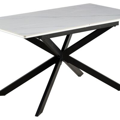 EXTENSIBLE DINING TABLE IBIZA 140 - 180 X 80 CM CERAMIC WHITE / BLACK. OK1385