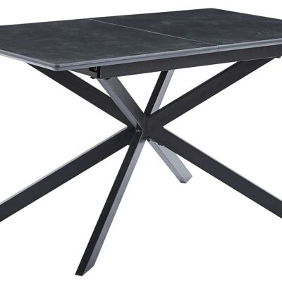 TABLE À MANGER EXTENSIBLE VULCANO 140 - 180 X 80 CM CÉRAMIQUE NOIR / NOIR. OK1386