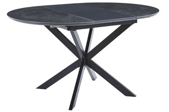 TABLE À MANGER RONDE EXTENSIBLE VULCANO 100 - 140 CM CÉRAMIQUE NOIR / NOIR. OK1388 4