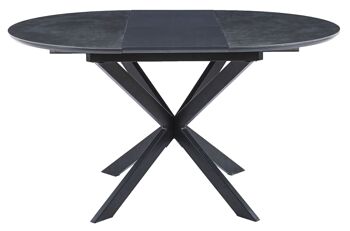 TABLE À MANGER RONDE EXTENSIBLE VULCANO 100 - 140 CM CÉRAMIQUE NOIR / NOIR. OK1388 5