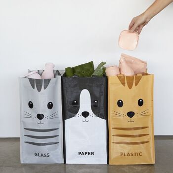 Ensemble de sacs de recyclage, Meow, x3, plastique recyclé 2