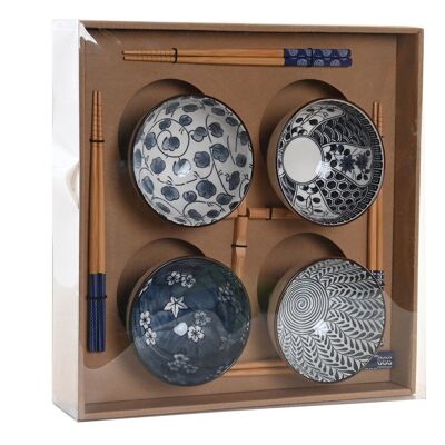 SET SUSHI 12 BAMBOO STONEWARE 34X34X6,5 BLU PC202880