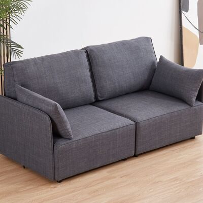 MODULAR SOFA WITH MOU ARMS 2 SEATS GRAY FABRIC 186 x 93 x 93 CM OK1454