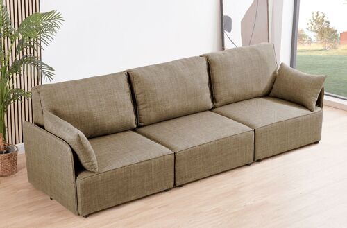 SOFA MODULAR CON BRAZOS MOU 3 PLAZAS TEJIDO BEIGE 276 x 93 X 93 CM OK1459