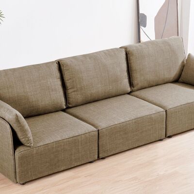 MODULAR SOFA WITH MOU ARMS 3 SEATS BEIGE FABRIC 276 x 93 x 93 CM OK1459