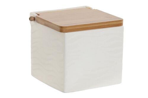 Salero Porcelana Bambu 11,5X11,5X12 Blanco PC202311