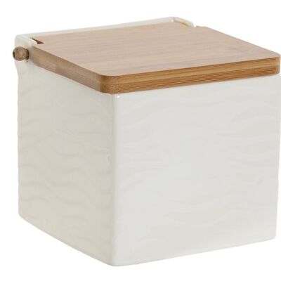 Salero Porcelana Bambu 11,5X11,5X12 Blanco PC202311