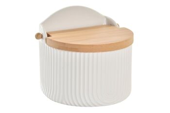 SALIÈRE EN PORCELAINE BAMBOU 12X10X11 BLANC PC193607 1