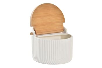 SALIÈRE EN PORCELAINE BAMBOU 12X10X11 BLANC PC193607 2