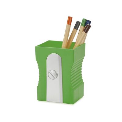 Pot à crayons- Pen holder-Portalápices-Schreibutensilienbehäleter, Sharpener,green