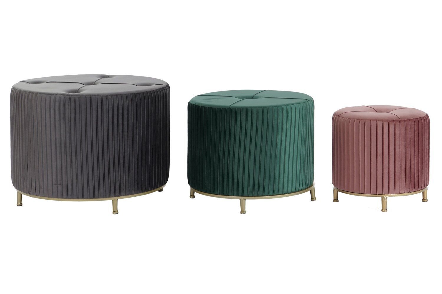 POGGIAPIEDI SET 3 POLIESTERE MDF 60X60X45 VELLUTO MB206632