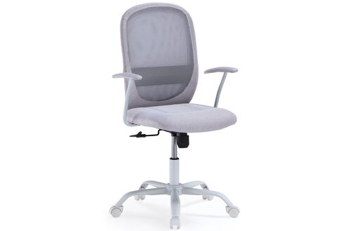 SILLON GIRATORIO MAGGIE EVO TEJIDO GRIS PEARL / ESTRUCTURA BLANCA. OK1553