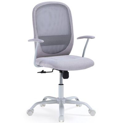 FAUTEUIL PIVOTANT MAGGIE EVO TISSU GRIS PERLE / STRUCTURE BLANCHE. OK1553