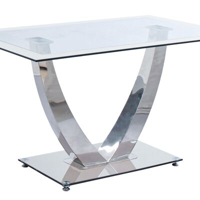 MESA COMEDOR DUBAI CRISTAL BLANCO / CROMO. OK1558