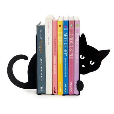 Serre-livre /Sujetalibros /Bookend / Buchstütze,Hidden Cat,negro,metal
