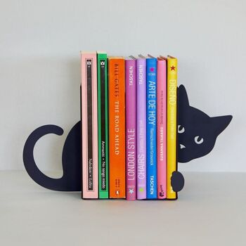 Serre-livre /Bookends /Bookend / Buchstütze,Hidden Cat,noir,métal 2