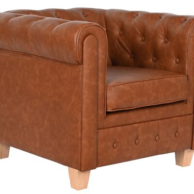POLYESTER WOOD ARMCHAIR 80X80X70 SIMIL BROWN LEATHER MB210591