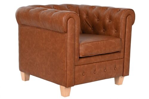 Sillon Poliester Madera 80X80X70 Simil Piel Marron MB210591