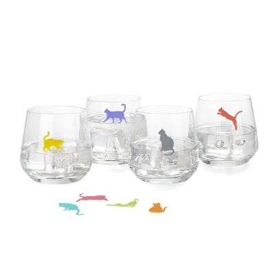 Marque-verres-Glass marker-Marca glasses-Glasmarker,Sticky Cats,x8