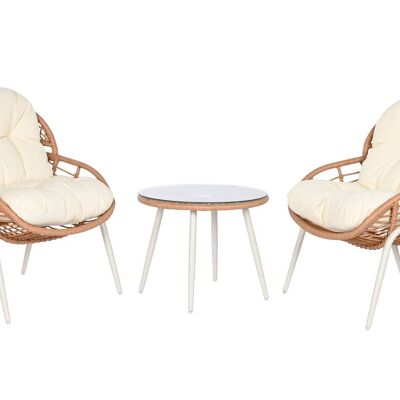 Poltrona Set 3 Rattan Sintetico Metallo 55X55X47 Beige MB212028