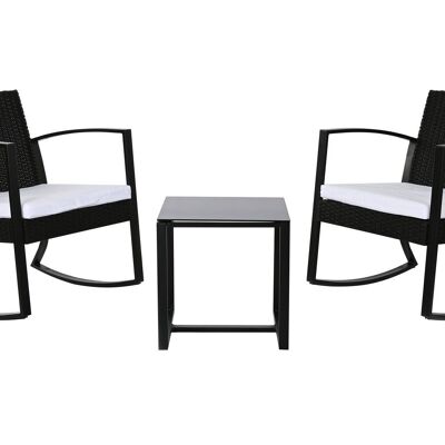 Ensemble de 3 fauteuils en acier polyester 59x61,5x74, chaise à bascule MB211138