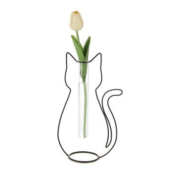 Vase-Vase-Blumenvase, Chat Silhouette 1