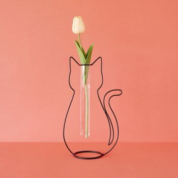 Vase-Vase-Blumenvase, Chat Silhouette 2