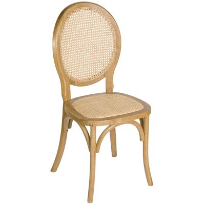 NATURAL LOUIS XVI WOOD DINING CHAIR / RATTAN. OK1577