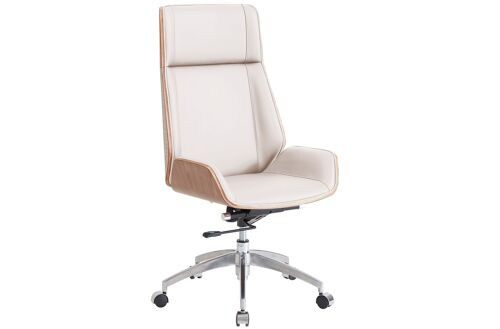 SILLON GIRATORIO ULRICH SIMIL PIEL BLANCO CREMA. OK1579