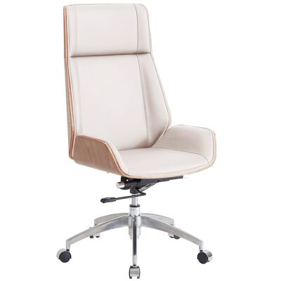 FAUTEUIL PIVOTANT EN CUIR BLANC CRÈME SIMIL ULRICH. OK1579