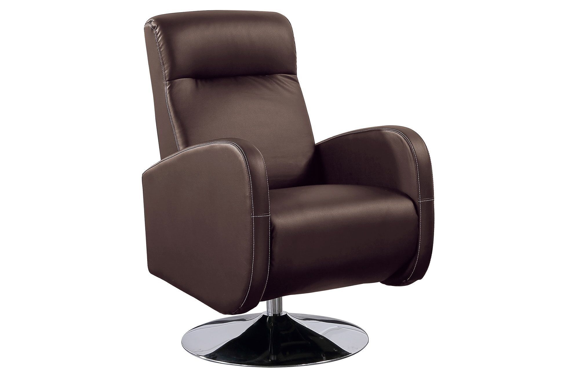 POLTRONA RELAX LIVING GIREVOLE IN PELLE TIPO CIOCCOLATO OK1582