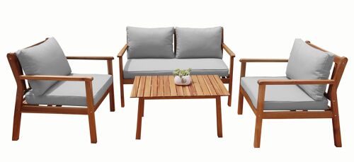 SOFA SET 4 ACACIA POLIESTER 120X72X75 MARRON MB211604