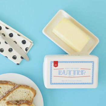Beurrier, Butter Block, blanc, avec couvercle. 2