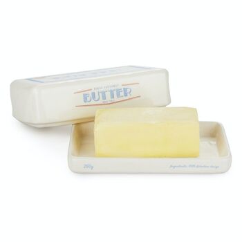 Beurrier, Butter Block, blanc, avec couvercle. 3
