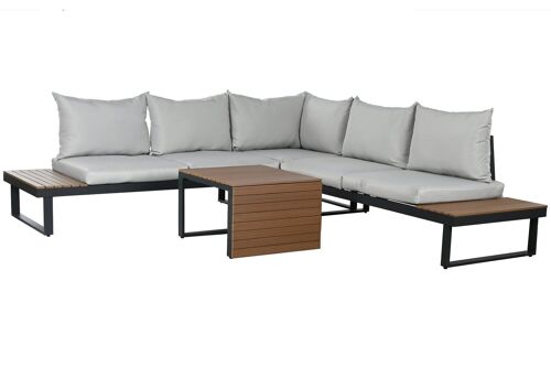 Sofa Set 4 Aluminio Poliester 228X228X64 Gris MB211133